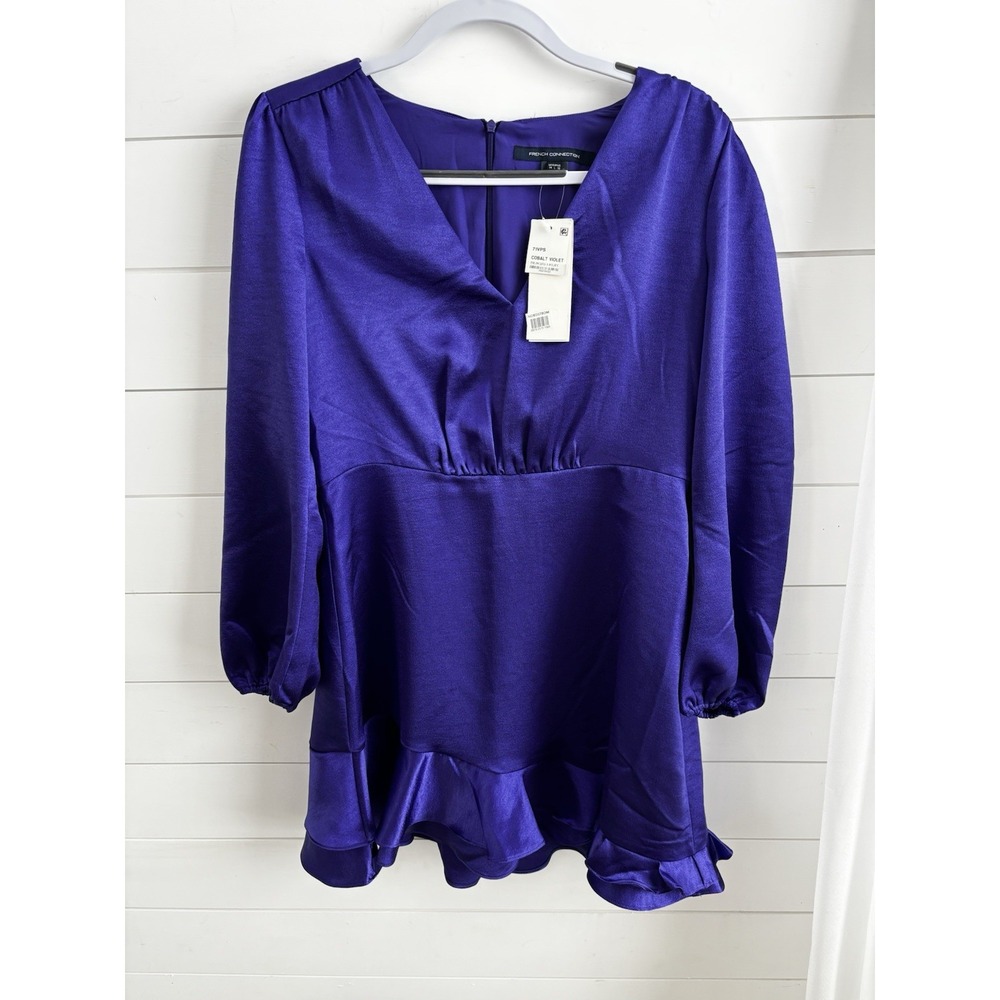 French Connection Womens Denney Satin Short‎ Party Mini Dress Size 10 Large 0406